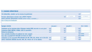 Declaration fiscale 2042 Charges deductibles